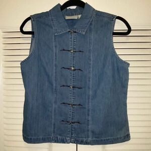 J jill denim sleeveless button up top